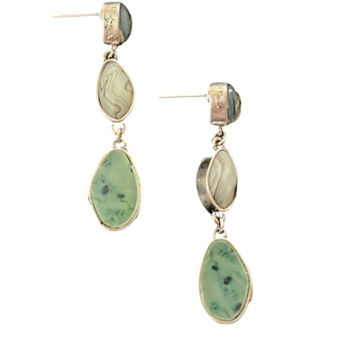 Soft Surroundings Antiqued Silver Crystal Stone Drop Earrings 12$